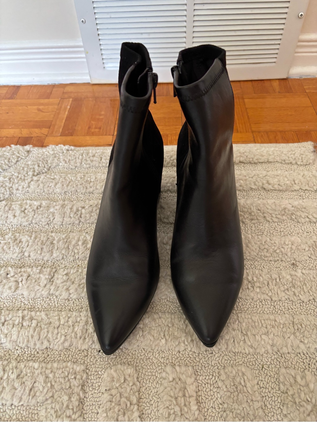 Aldo Black Pointed Toe Leather Ankle Booties